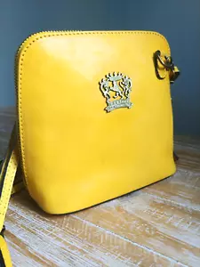PRATESI FIRENZE - MADE IN ITALY - GENUINE LEATHER CROSSBODY BAG CHIC YELLOW - Picture 1 of 6