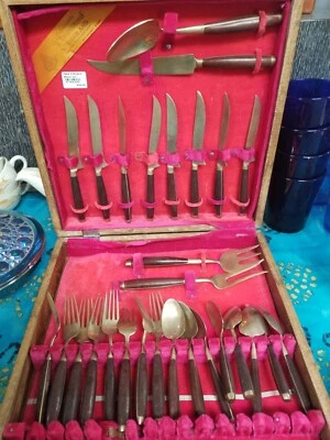 Vintage Brass Utensils In Storage Box - Image 1 of 4