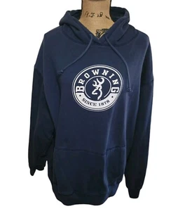 Vntg Browning Navy Blue Hoodie Men's Size XXLARGE Casual Sportswear Athleisure - Picture 1 of 6