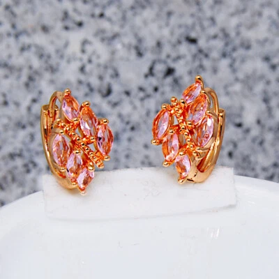 Damenohrringen, phänomenale Ohrringe  vergoldet 18K/750 Rosa Farbe Topas - Bild 1 von 3