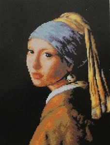 QUADRO CANOVACCIO MEZZO PUNTO PICCOLO DA RICAMARE " ragazza con l’orecchino " - Foto 1 di 1