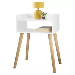 Tavolino comodino in legno camera da letto mobili deposito comodino tavoli laterali bianco - Foto 1 di 7