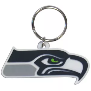 Seattle Seahawks Logo Flexi Split Ring Key Chain NFL Football - Picture 1 of 3