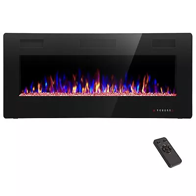 30'' Ultra-Thin Electric Fireplace Wall-Mounted & Recessed Fireplace Heater - Image 1 of 4