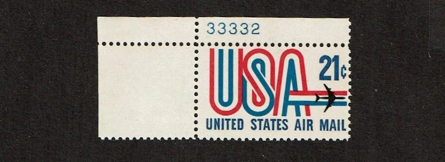 1971 U.S. Classic 21c  AIRMAIL "USA" Plt#Single  Sc#C81 M/NH/OG* Pristine ^ - Image 1 of 1