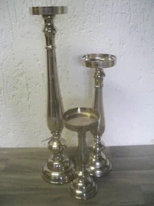 Kerzenständer-Set, 3-tlg. Alamo Silberfarben Aluminium C - Bild 1 von 7