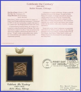USA2 #3182o ADDR GOLDEN REPLICA FDC 1900 Robie House Chicago - Picture 1 of 1