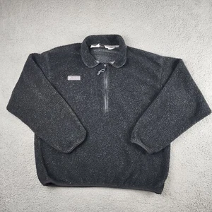 Vintage Columbia Sherpa Sweater Mens Large XL Black 1/4 Zip Fuzzy Deep Pile USA - Picture 1 of 13