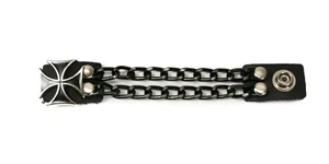 Silver Iron Cross Vest Extender 3 Row Black Chain Biker MC Jacket Motorcycle - Bild 1 von 1