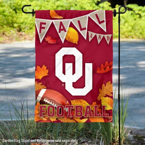 Oklahoma Sooners Fall Leaves Football Season Garden Flag and Yard Banner Cover