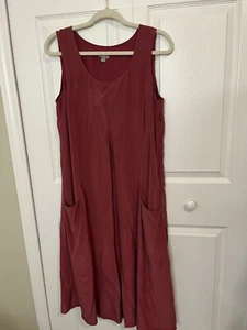 J. Jill weinrot 100 % Seide Tanktop Kleid mit Taschen Größe Medium U-Ausschnitt - Bild 1 von 5