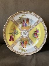 Vintage Meissen Porcelain Plate Wateau Hand Painted Courting Floral Designs Nice