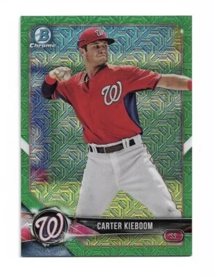 2018 Bowman Chrome GREEN MOJO SP REFRACTOR CARTER KIEBOOM /99 PROSPECT ROOKIE RC - Image 1 of 2