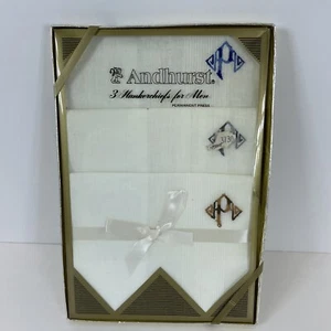 Vintage Men’s Embroidered “P” Evening Hankerchiefs New In Box 1960’s Andhurst - Picture 1 of 5
