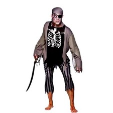 Fantasia de Halloween Pirata Zumbi Adulto Masculino Com Tapa olho GG 48-50