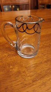 Vintage Silver Overlay Glass Creamer Pitcher Lacy Pattern Art Nouveau 3.25" - Picture 1 of 2