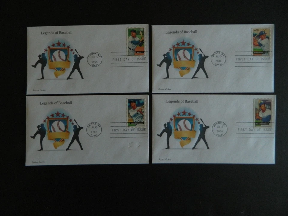 4 dif FDC's 39cent Baseball Sluggers(Sc.#4080-83)   UA    Wow! - Image 1 of 1