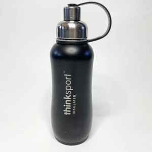 Thinksport Water Bottle Black Stainless Steel Insulated Wide & Narrow Mouth - Picture 1 of 5