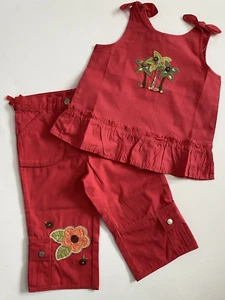 Gymboree 2 Piece Set Pants Sleeveless Top Red Embroidered Size 2T NWT - Picture 1 of 4