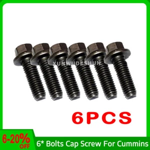 6* Bolts Cap Screw Water Pump Outlet 3902023 For Dodge Cummins Ford F700 5.9L 4B - Bild 1 von 1