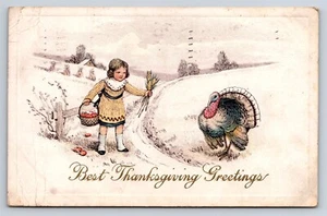 Postkarte Erntedankgrüße Mädchen schenkt der Türkei Weizen um 1910 AW1 - Bild 1 von 3