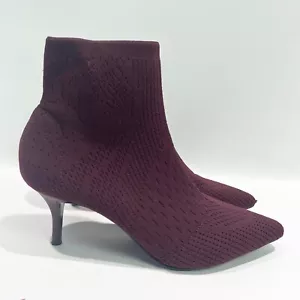 Charles David Womens 8 Amstel Bootie Heels Burgundy Maroon Knit Pointy Toe - Picture 1 of 11