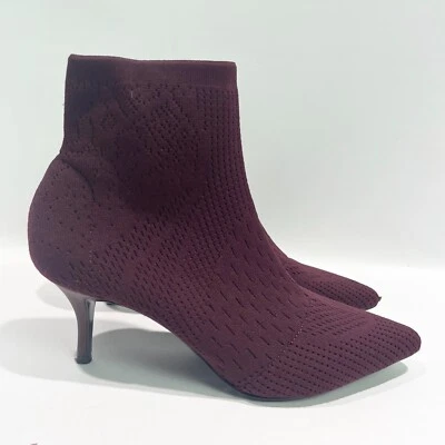 Charles David Mujer 8 Amstel Botín Tacones Borgoña Granate Tejido Punta Punta Punta Foto 1 de 4
