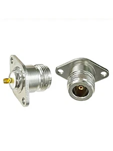 1 Stück N Buchse RF Koax Konverter Lötbecher 2 Loch Panelmontage vernickelt - Bild 1 von 6