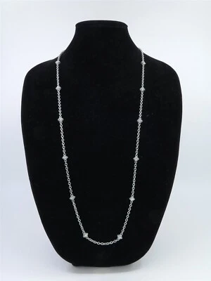 Collar largo pavé de plata de ley Judith Ripka circonita cúbica 36" largo 46 gramos Foto 1 de 4