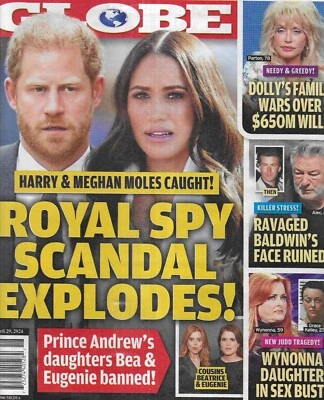 Globe Magazine Meghan Markle Prince Harry Dolly Parton Alec Baldwin Wynonna Judd Foto 1 de 4