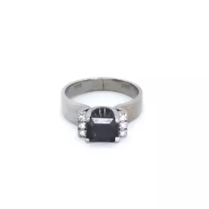 14ct 14K White Gold Natural Blue Sapphire And Diamond Ladies Ring Size M. New - Picture 1 of 7