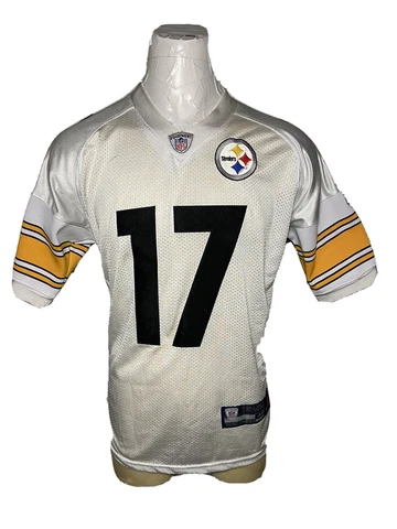 Pittsburgh Steelers White Football Jersey Mike Wallace Reebok On Field Size 48 Cover