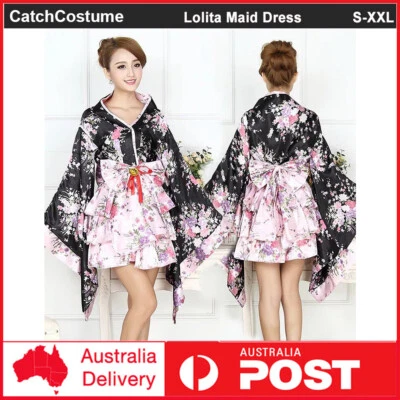 Mujeres Japonesas Lolita Sakura Kimono Criada Uniforme Vestido Juegos con disfraces Disfraz Conjunto Foto 1 de 4