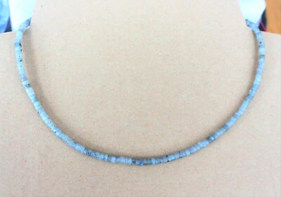 Labradorit  Edelstein  Kette , 4mm linsen 45 cm, 925/Silber Verschluss  ( PKV-8) - Bild 1 von 2