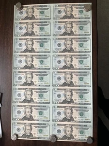 Uncut 20 Dollar 16 Sheet Note 2009 - Picture 1 of 14