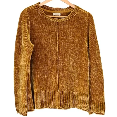 Suéter Pullover Style & Co. Dorado Chenille Cuello Redondo Suave Acogedor Minimalista S Foto 1 de 4