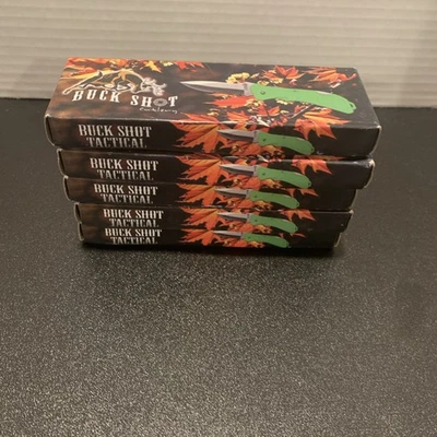 5 Frost Cutlery Buck Shot Cutlery 18-285GR Neon Green Serrated Folding Knives - Image 1 of 4