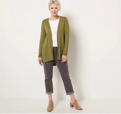 Cárdigan de punto GILI con detalle de malla con cuentas talla M verde oliva NUEVO Foto 1 de 4