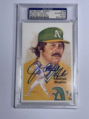 Jim Catfish Hunter PSA/DNA Signed 1987 Perez-Steele Postcard - Image 1 of 4