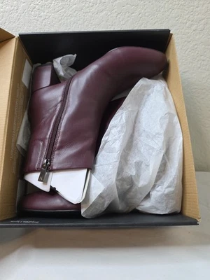 Naturalizer 女式河跟踝靴赤霞珠红色 9M 码 — 第 1/4 张图片