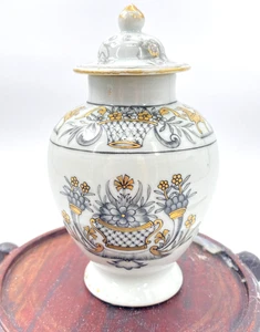 Circa 1740 Chinese Export Grisaille Tea Caddy Floral Pattern  4 3/4 Inches - Picture 1 of 8