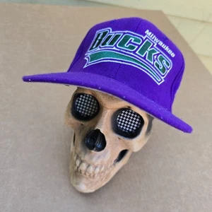 Vintage 90s Milwaukee Bucks Starter NBA Fitted Hat Cap Purple Wool Blend - Picture 1 of 21