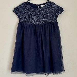 The Little White Company Girls (4-5) Navy Blue Sequins Dress Cotton W/ Tulle - Picture 1 of 7