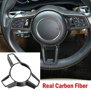 Real Carbon Fiber Steering Wheel Trim For Porsche 718 911 Cayenne Macan Panamera - Picture 1 of 12