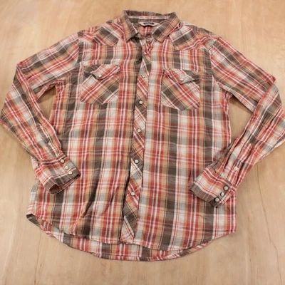 SALT VALLEY pearl snap plaid western work shirt LARGE vtg y2k indie sleaze - Image 1 of 4