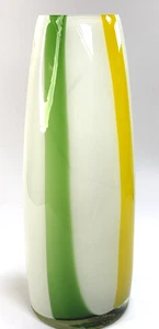 MG "Margies Garden" California mundgeblasene Vase weiß mit grün und gelb - Bild 1 von 23