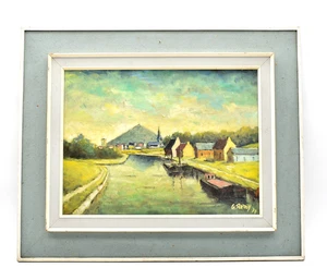 G. Remy Cuadro Óleo Bordes De La Sambre Puente De Loup Châtelet Bélgica - Picture 1 of 6