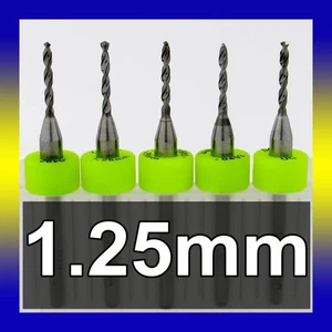 1.25mm .049" Solid Carbide Drill Bits - FIVE PIECES -1/8" Shank Premium R/S - Picture 1 of 5