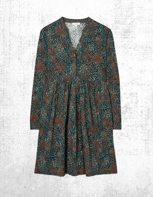 Women’s Fat Face Jersey Dress Long Sleeve Elsie Textured Cotton V-neck Multi - Image 1 of 4