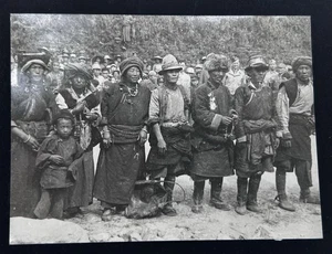 1920's China Real Photo of a Group of Tribal, Village People Tibet, China - Picture 1 of 3